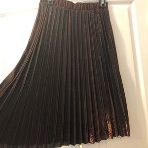 LC Metallic Copper Pleaded Skirt